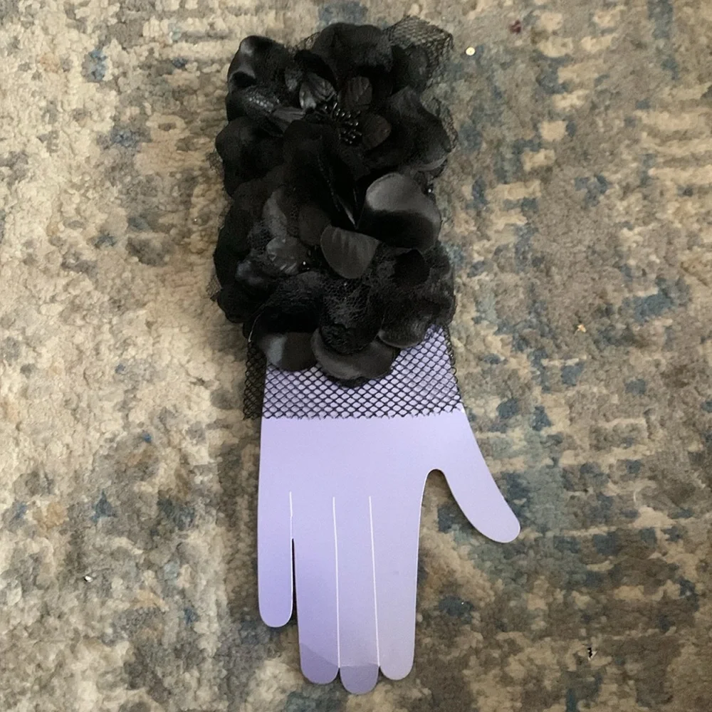 Black Flower and Lace Wrist Cuffs